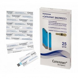 Тест-полоски (полоски электрохимические) к глюкометру сателлит экспресс 25 шт.