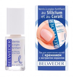 Лак для ногтей Belweder для укрепления ногтей с кремнием и экстрактом кораллов 8 мл