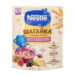 Каша молочная Nestle Шагайка мультизлаковая банан земляника с воздушными фигурками с 12 мес 190 г